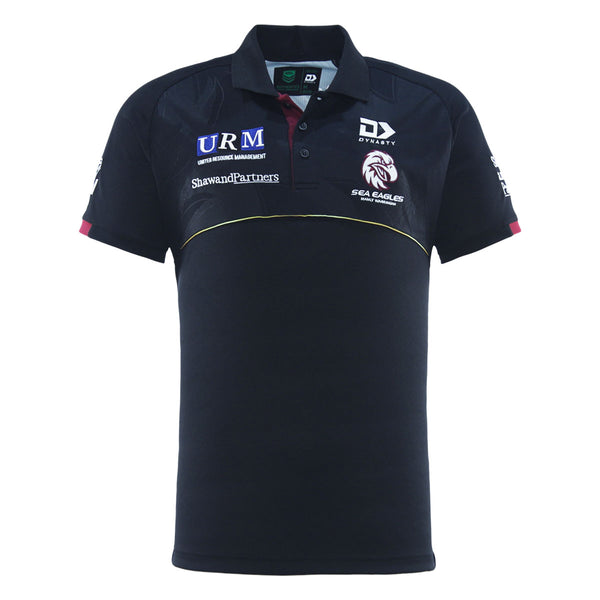 2025 Sea Eagles Mens Black Media Polo